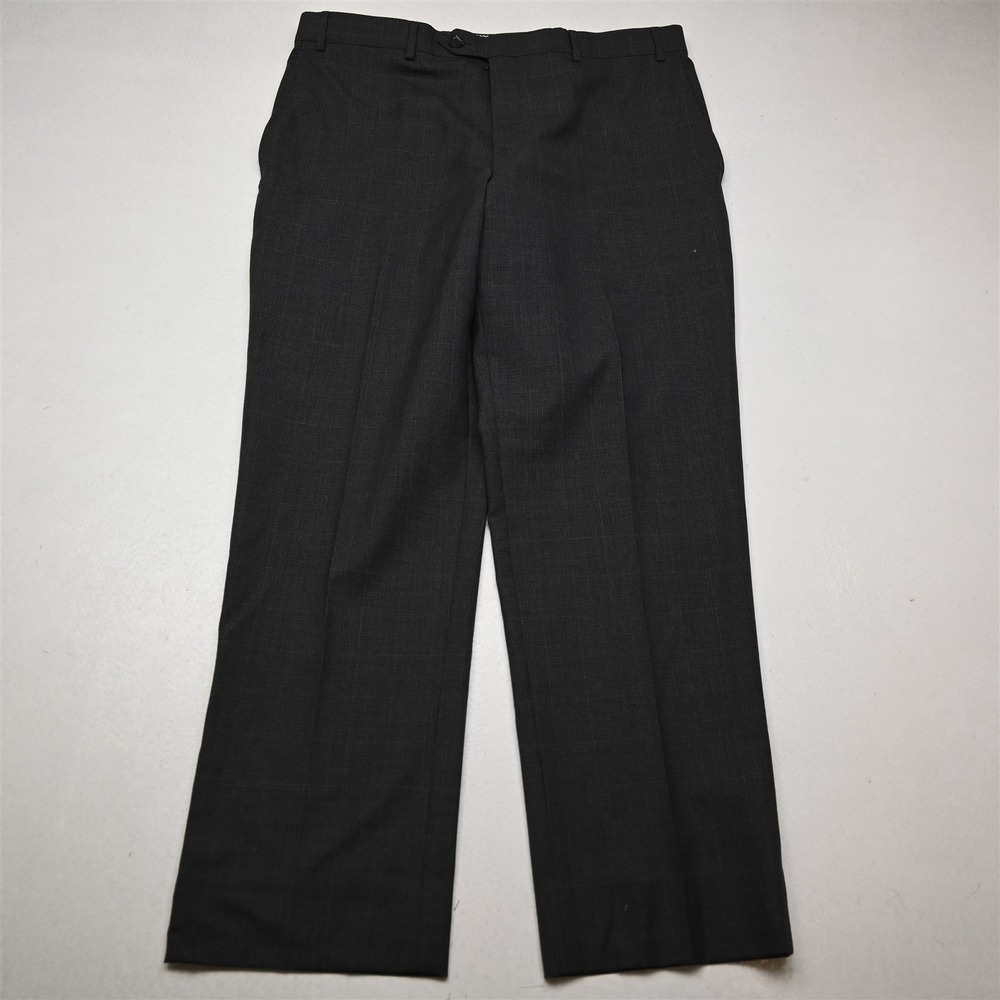 Bespoke 36x30 Gray Houndstooth Check 100% Wool Classic Dress Mens Pants